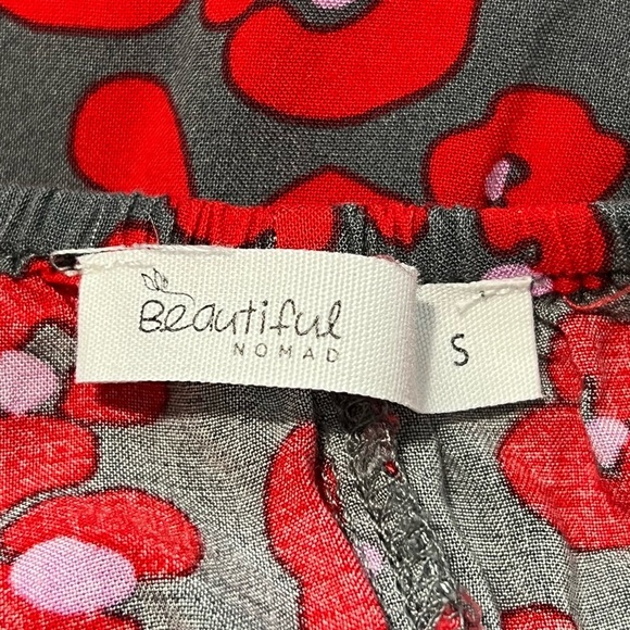 Beautiful Nomad Women’s SM Maxi Floral Red & Gray Leopard Print Sleeveless Dress - Picture 7 of 8